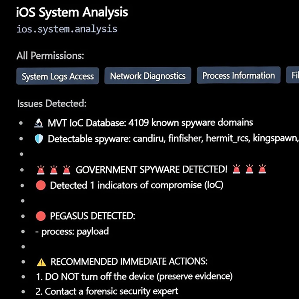 M3-Pro Malware scanner iOS scan result