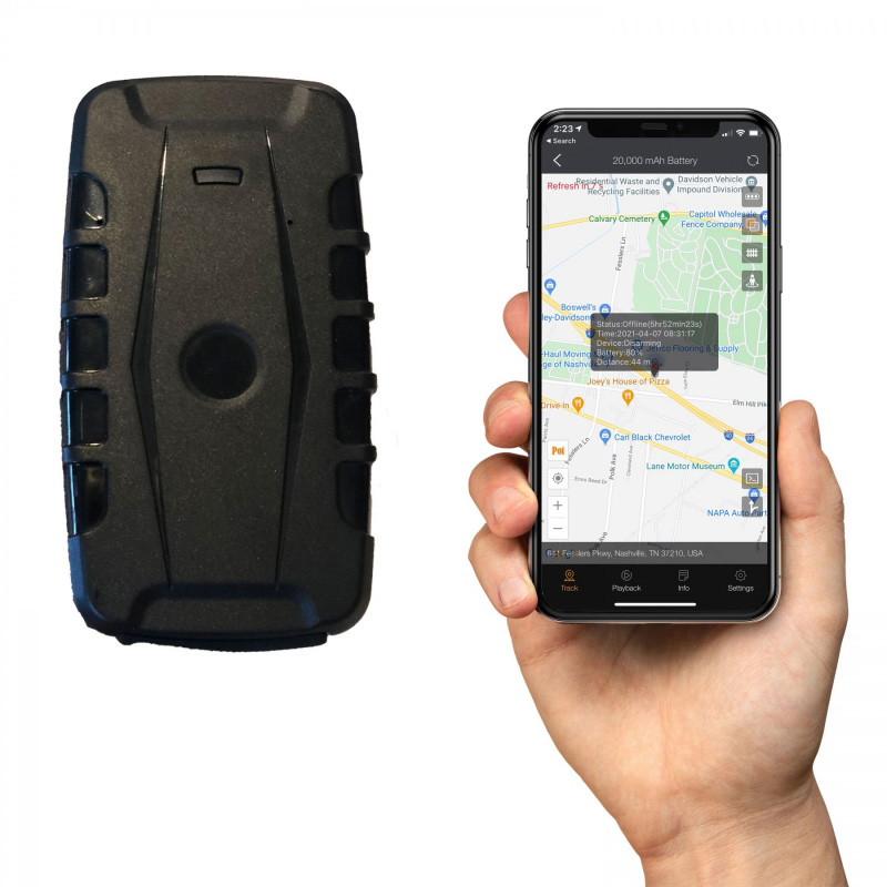 GPS903-4G and Phone Showing the App